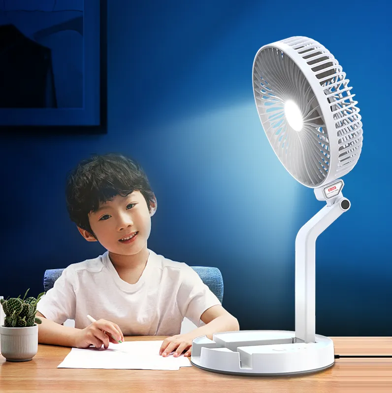 LR2018 Rechargeable Folding Table Fan with LED Light, Portable Mini Fan for Home & Office thumbnail 5